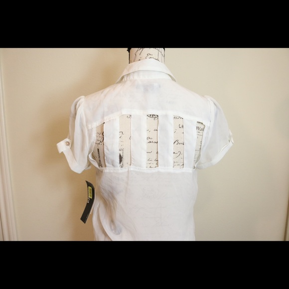 New with tags sheer white button up blouse collar - Picture 8 of 8